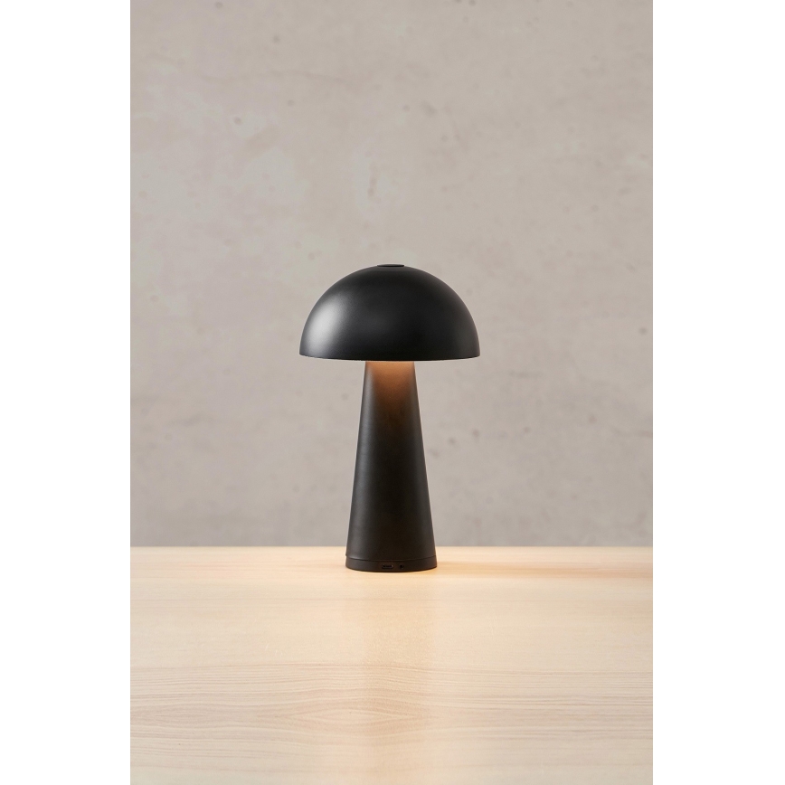 Markslöjd 108655 - ściemnialna ładowalna lampka stołowa LED FUNGI LED/1,5W/5V 2000 mAh IP44 czarna