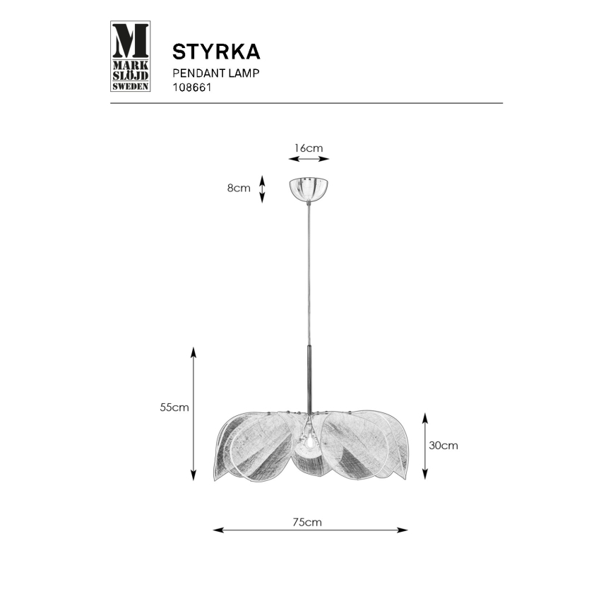 Markslöjd 108661 - Żyrandol na lince STYRKA 1xE27/40W/230V śr. 75 cm beżowy
