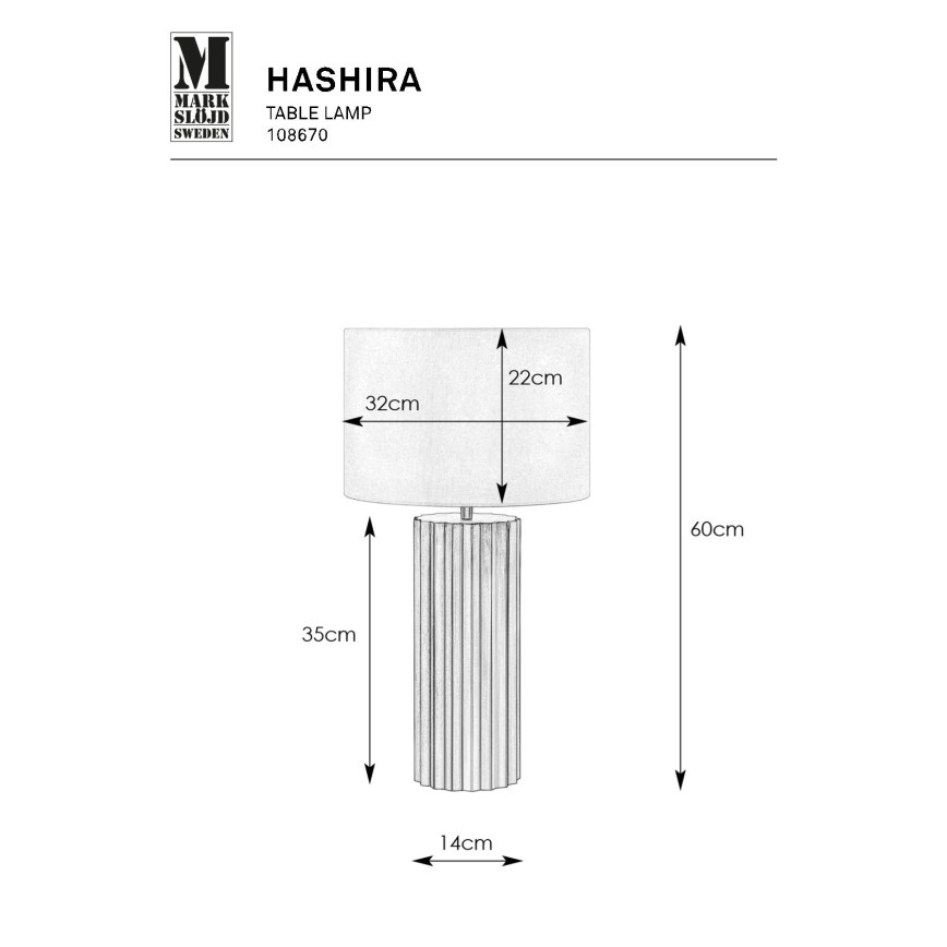 Markslöjd 108670 - Lampa stołowa HASHIRA 1xE27/40W/230V biała/czarna