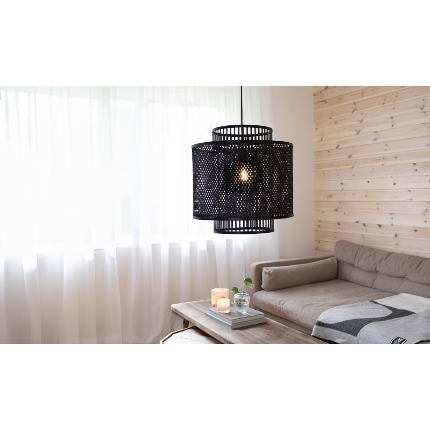 Markslöjd 108676 - Żyrandol na lince STRATI 1xE27/40W/230V czarny/bambus