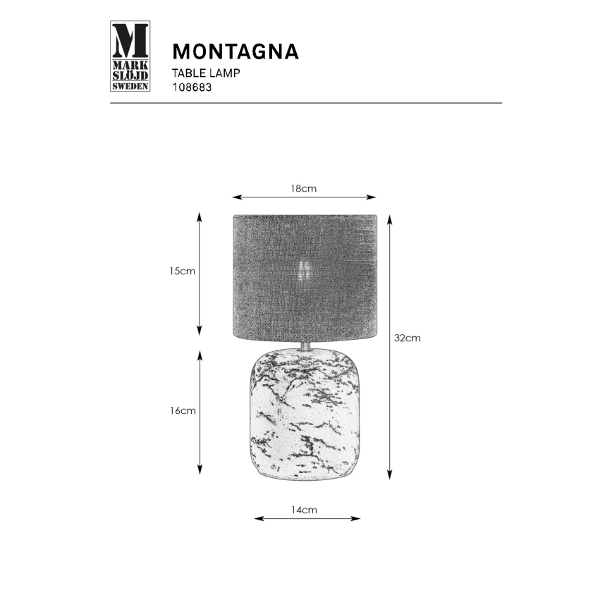 Markslöjd 108683 - Lampa stołowa MONTAGNA 1xE14/40W/230V 32 cm beżowa/czarna