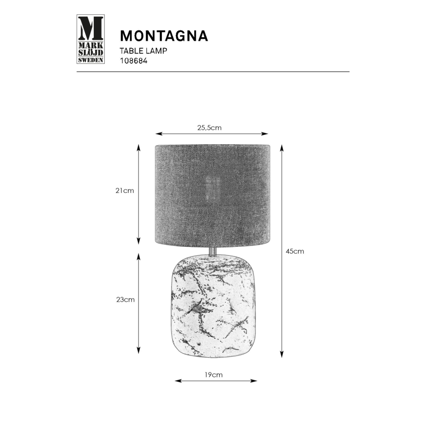Markslöjd 108684 - Lampa stołowa MONTAGNA 1xE14/40W/230V 45 cm beżowa/czarna