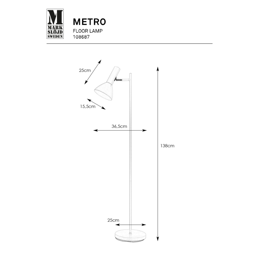 Markslöjd 108687 - Lampa podłogowa METRO 1xE27/40W/230V biała