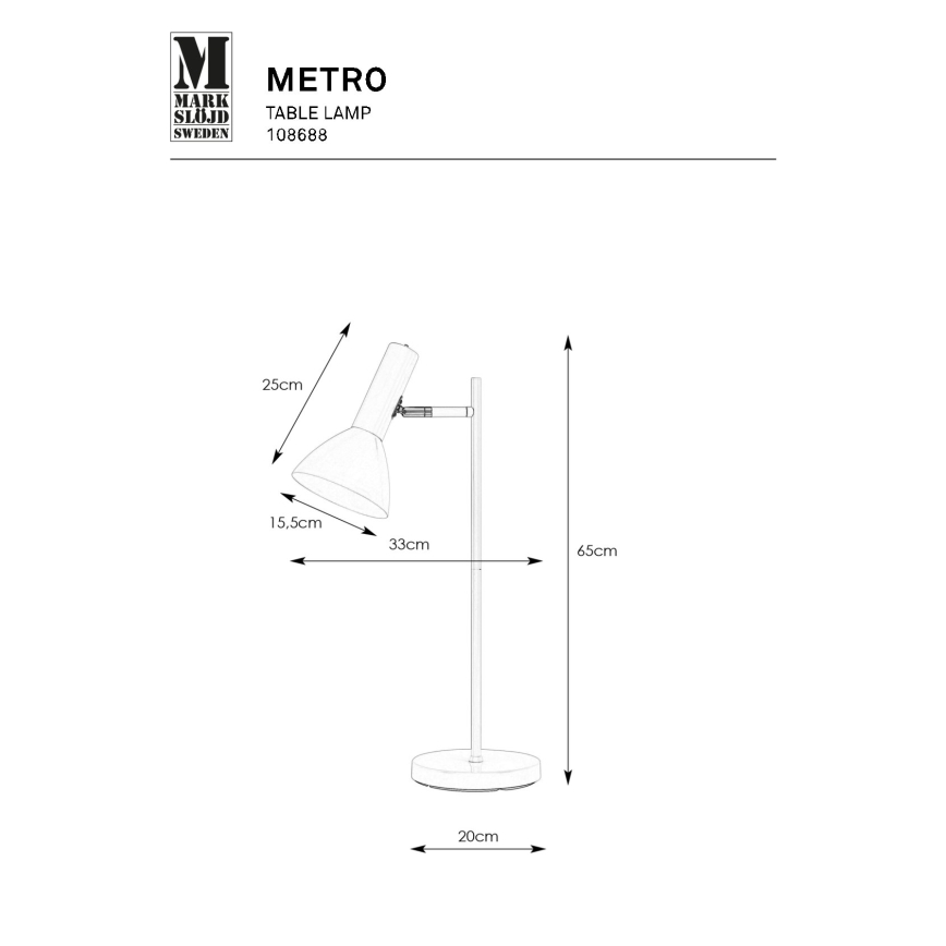 Markslöjd 108688 - Lampa stołowa METRO 1xE27/40W/230V biała