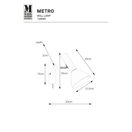 Markslöjd 108689 - Kinkiet METRO 1xE27/40W/230V biały