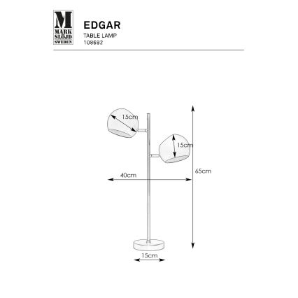 Markslöjd 108692 - Lampa stołowa EDGAR 2xE14/40W/230V złota