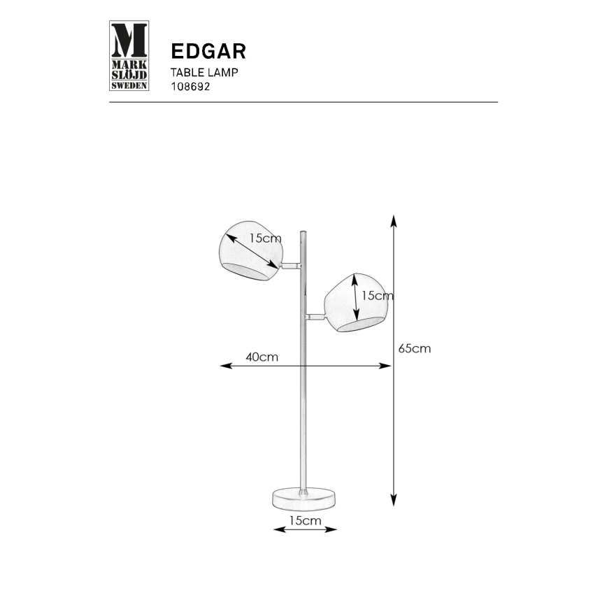 Markslöjd 108692 - Lampa stołowa EDGAR 2xE14/40W/230V złota