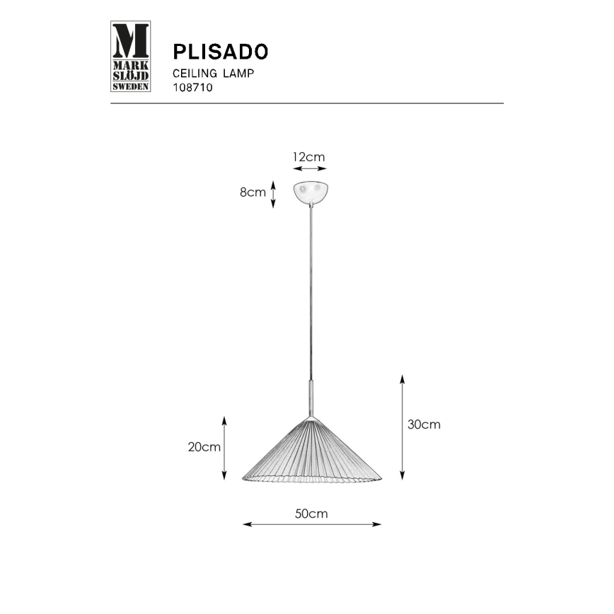 Markslöjd 108710 - Żyrandol na lince PLISADO 1xE27/40W/230V śr. 50 cm beżowy