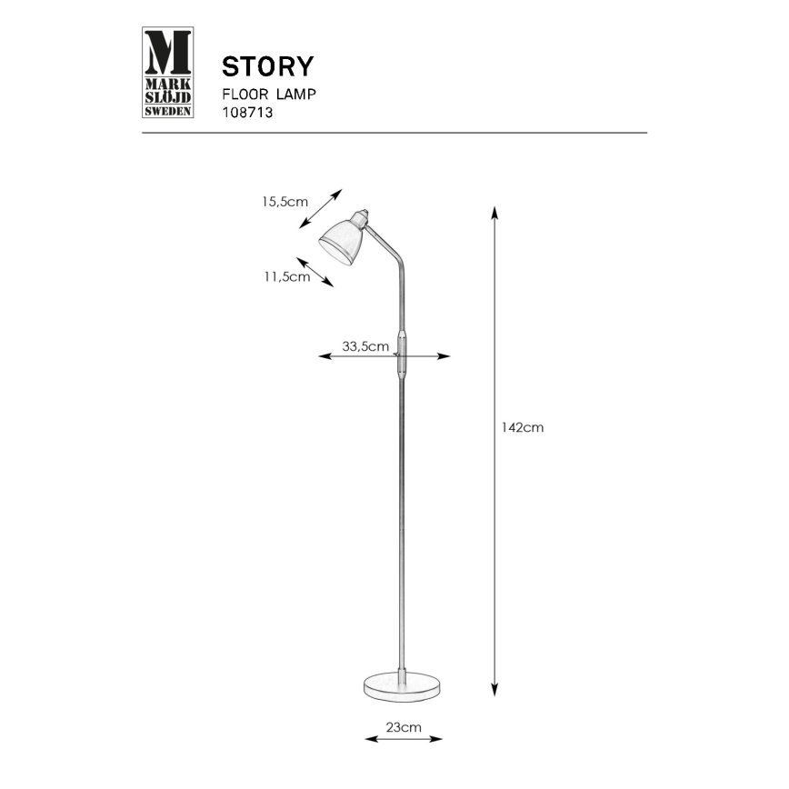 Markslöjd 108713 - Lampa podłogowa STORY 1xE14/40W/230V czarna
