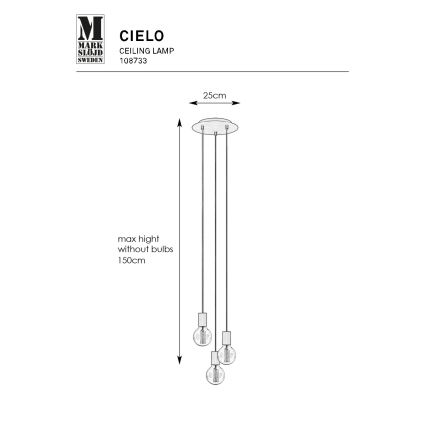 Markslöjd 108733 - Żyrandol na lince CIELO 3xE27/40W/230V czarny