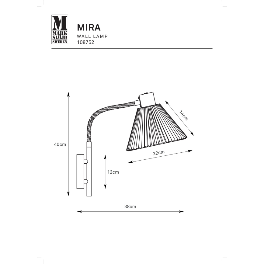 Markslöjd 108752 - Kinkiet MIRA 1xE14/40W/230V czarny/biały