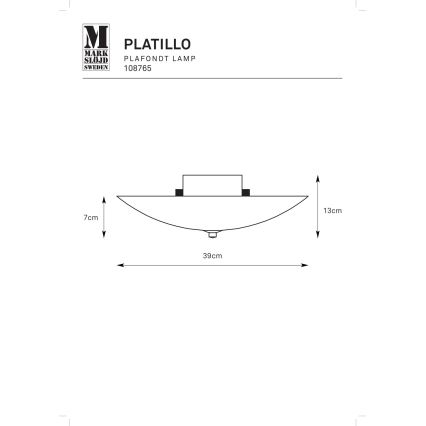 Markslöjd 108765 - Lampa sufitowa PLATILLO 2xE27/40W/230V śr. 39 cm
