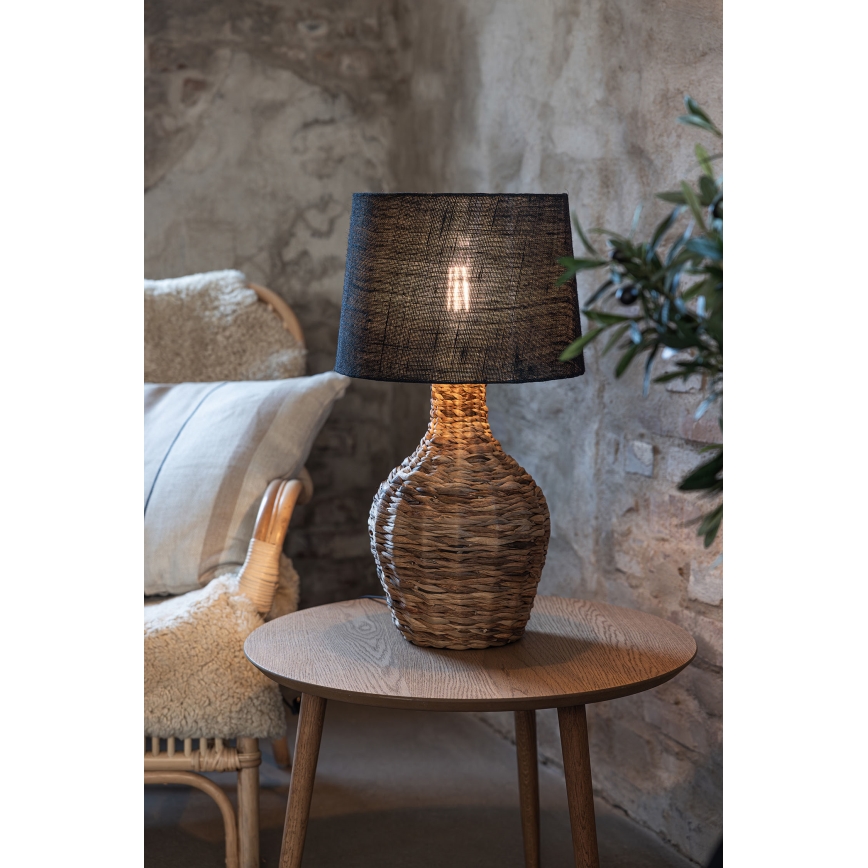 Markslöjd 108770 - Lampa stołowa PAGLIA 1xE27/40W/230V czarna/rattan