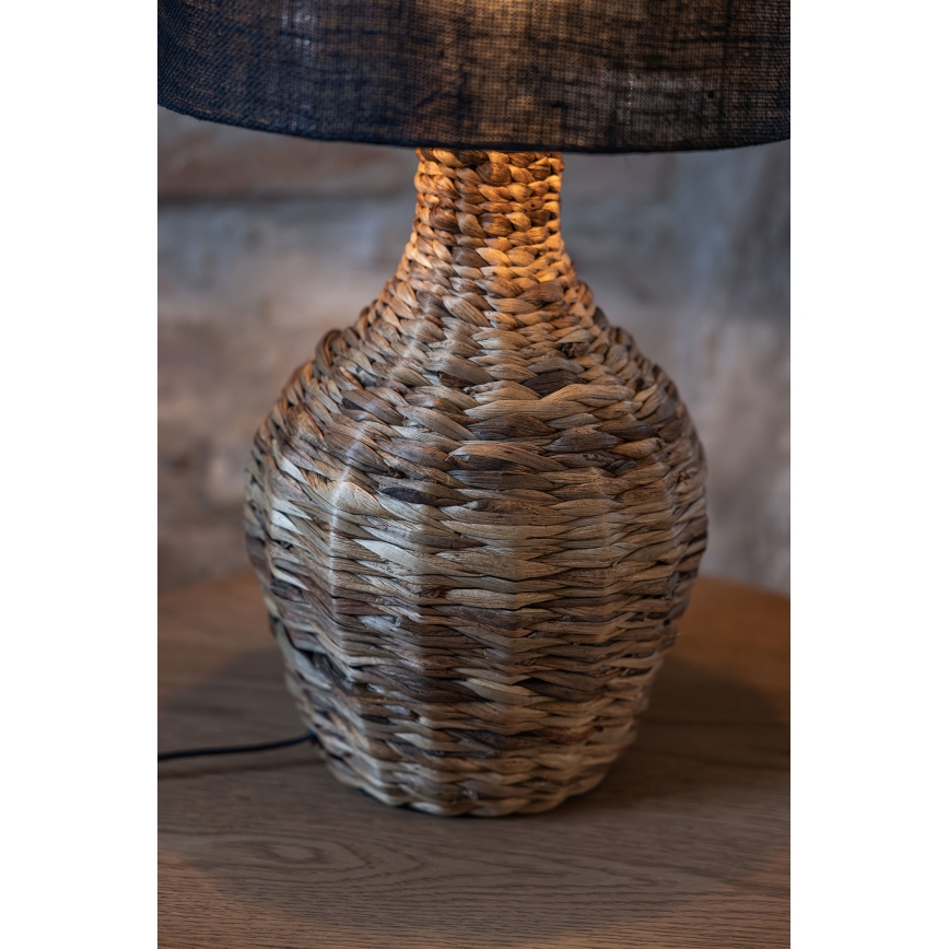 Markslöjd 108770 - Lampa stołowa PAGLIA 1xE27/40W/230V czarna/rattan