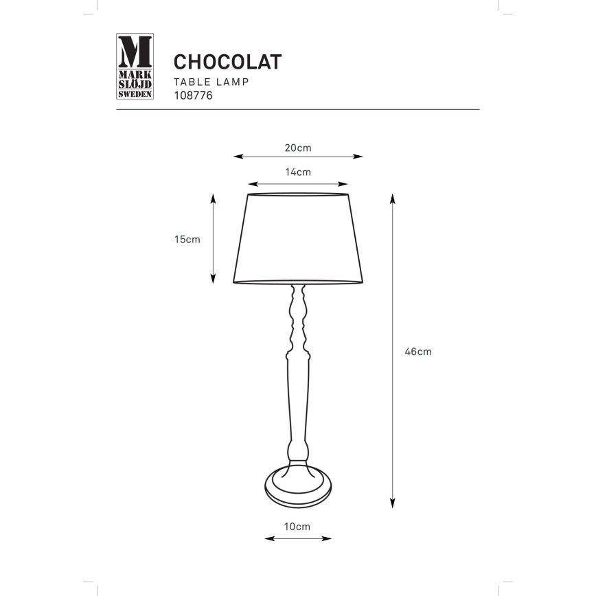 Markslöjd 108776 - Lampa stołowa CHOCOLAT 1xE27/40W/230V brązowa/beżowa