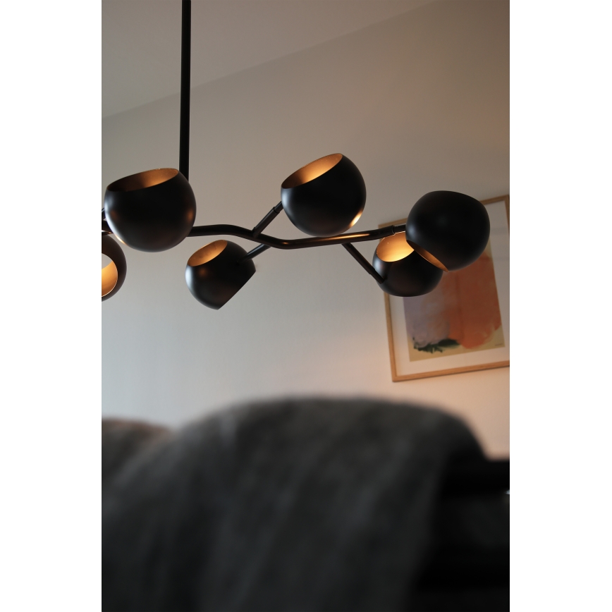 Markslöjd 108852 - Żyrandol na drążku EDGAR 8xE14/40W/230V czarny