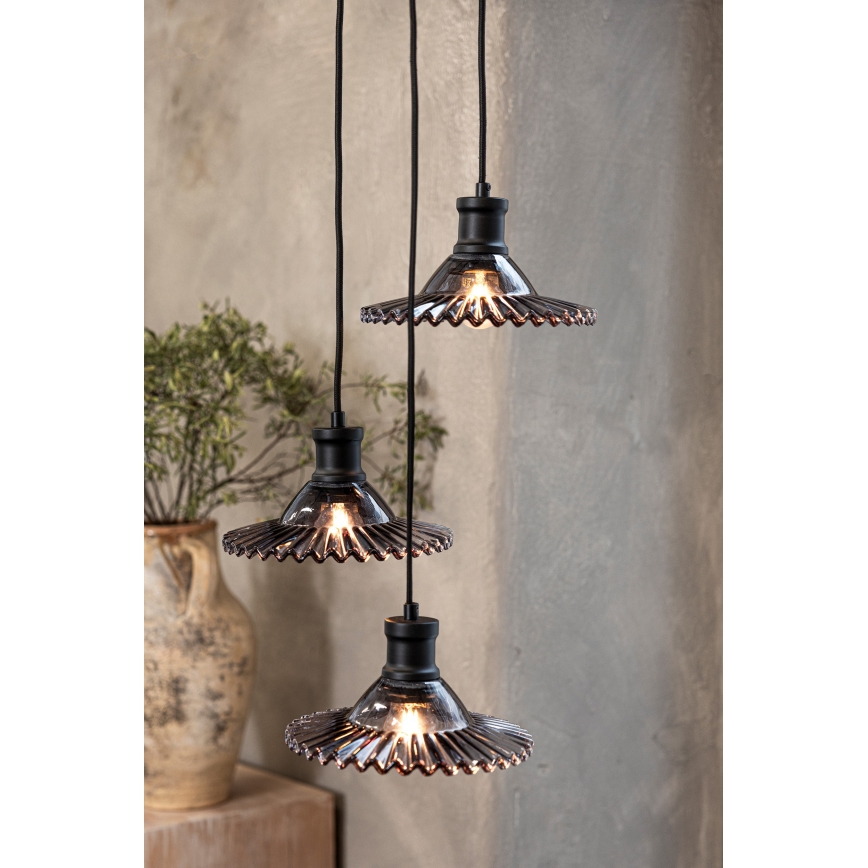 Markslöjd 108853 - Żyrandol na lince NOVIA 3xE27/40W/230V czarny/dymny
