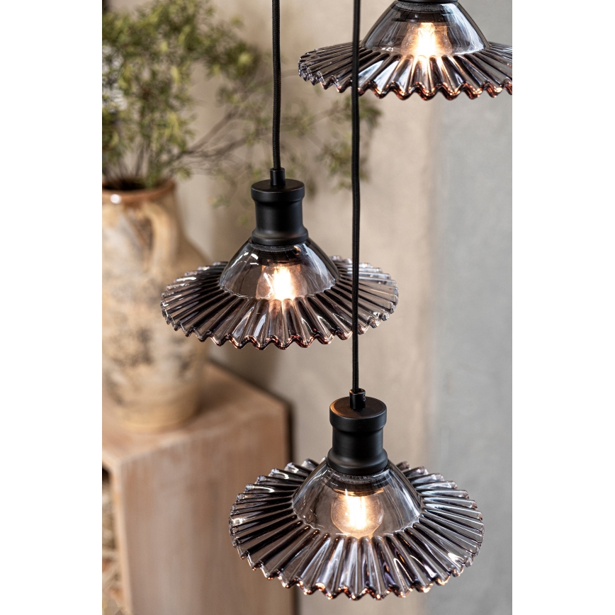 Markslöjd 108853 - Żyrandol na lince NOVIA 3xE27/40W/230V czarny/dymny