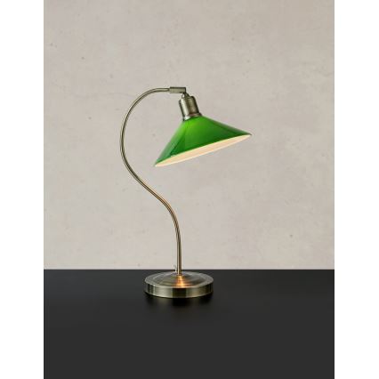 Markslöjd 108864 - Lampa stołowa VELA 1xE27/40W/230V mosiądz/zielony