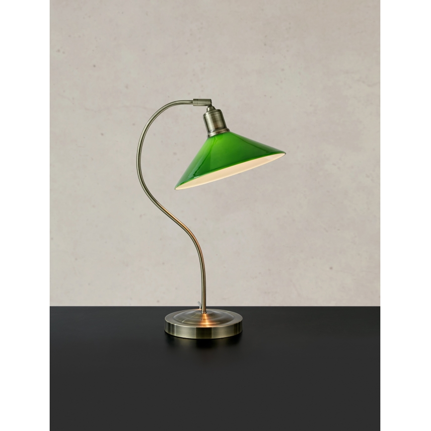 Markslöjd 108864 - Lampa stołowa VELA 1xE27/40W/230V mosiądz/zielony