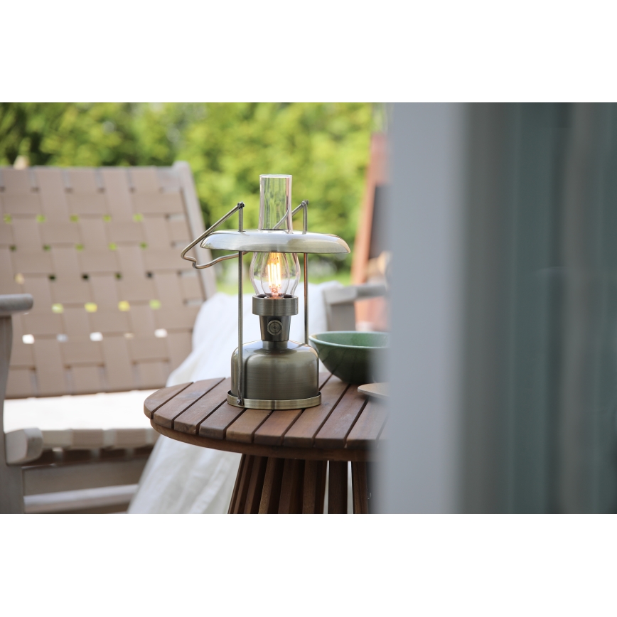 Markslöjd 108894 - LED ściemnialna zewnętrzna ładowalna lampa stołowa FANOS LED/2,5W/3,7V 4000 mAh IP44 mosiądz