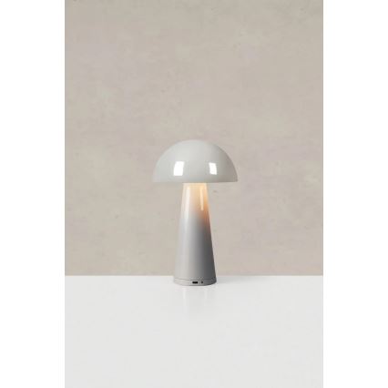 Markslöjd 108950 - Ładowalna lampka stołowa LED FUNGI z regulacją jasności LED/1,5W/5V 2000 mAh IP44 szara