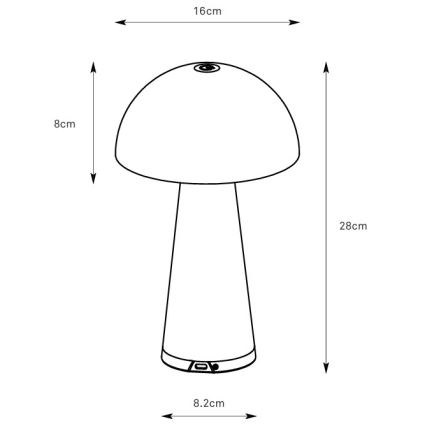 Markslöjd 108950 - Ładowalna lampka stołowa LED FUNGI z regulacją jasności LED/1,5W/5V 2000 mAh IP44 szara