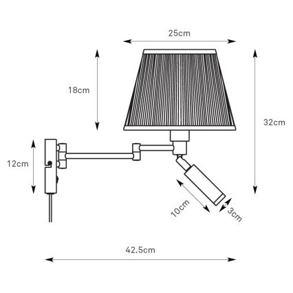Markslöjd 109017 - Kinkiet LED PIVOT 1xE27/40W/230V + LED/4W kremowy/mosiądz