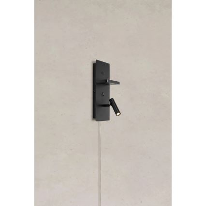 Markslöjd 109018 - LED kinkiet punktowy z półką i portem USB CARICA LED/4W/230V czarny