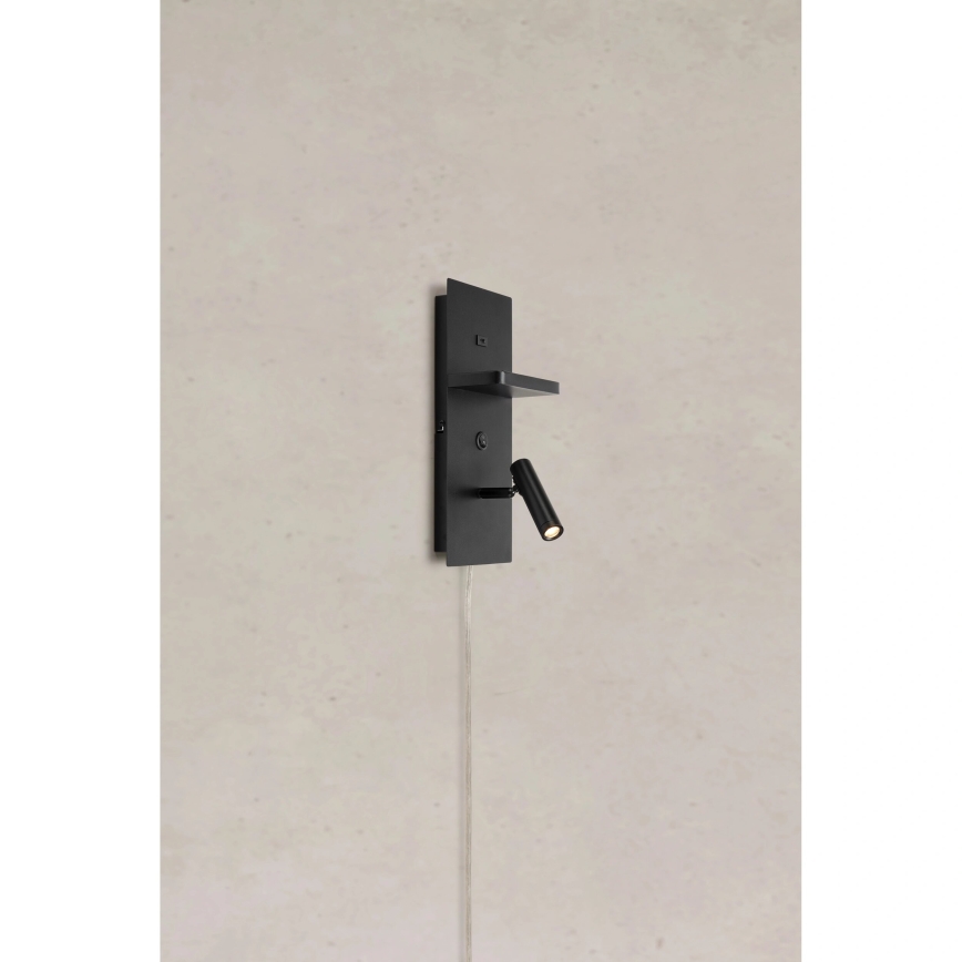 Markslöjd 109018 - LED kinkiet punktowy z półką i portem USB CARICA LED/4W/230V czarny