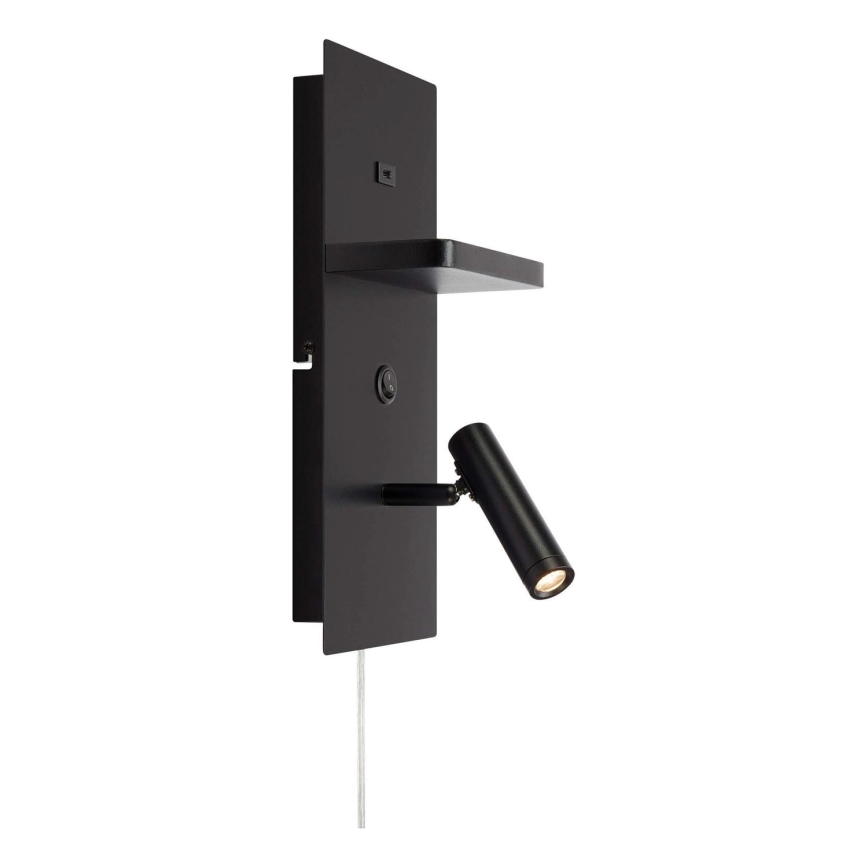 Markslöjd 109018 - LED kinkiet punktowy z półką i portem USB CARICA LED/4W/230V czarny