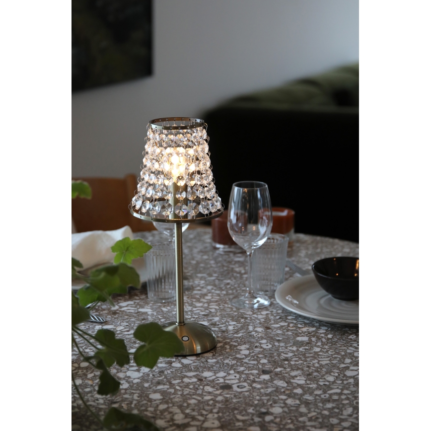 Markslöjd 109125 - LED ściemniana, ładowalna, dotykowa lampka stołowa LIORA 1xE14/2W/2000 mAh, mosiądz
