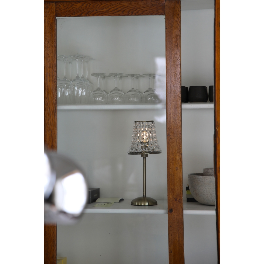 Markslöjd 109125 - LED ściemniana, ładowalna, dotykowa lampka stołowa LIORA 1xE14/2W/2000 mAh, mosiądz