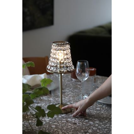 Markslöjd 109125 - LED ściemniana, ładowalna, dotykowa lampka stołowa LIORA 1xE14/2W/2000 mAh, mosiądz