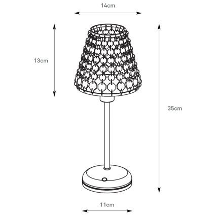 Markslöjd 109125 - LED ściemniana, ładowalna, dotykowa lampka stołowa LIORA 1xE14/2W/2000 mAh, mosiądz