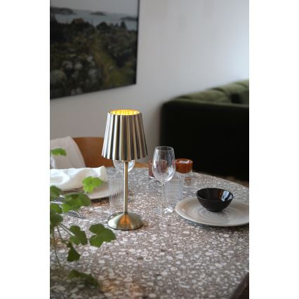 Markslöjd 109127 - LED ściemnialna ładowalna dotykowa lampa stołowa CELIA 1xE14/2W/2000 mAh mosiężna