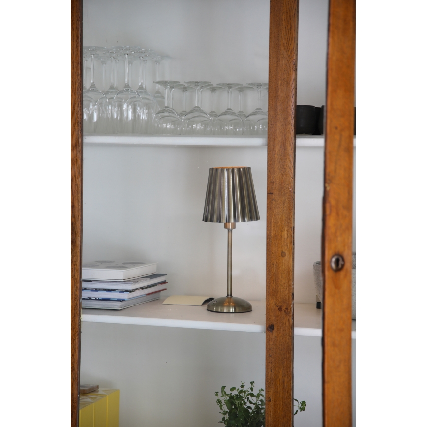 Markslöjd 109127 - LED ściemnialna ładowalna dotykowa lampa stołowa CELIA 1xE14/2W/2000 mAh mosiężna