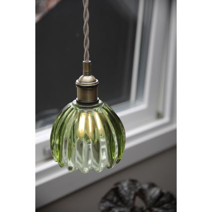 Markslöjd 109138 - Lampa wisząca na linku GOTA 1xE14/40W/230V przydymiona zieleń/mosiądz