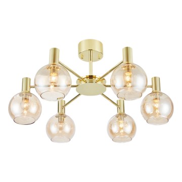 Markslöjd 109152 - Przysufitowy żyrandol AMBRA 6xE14/40W/230V Ø 75 cm złoty/przydymiony beż