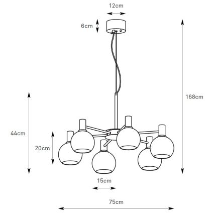 Markslöjd 109153 - Żyrandol na lince AMBRA 6xE14/40W/230V Ø 75 cm złoty/przydymiony beż