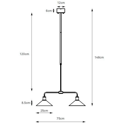Markslöjd 109161 - Żyrandol na pręcie VELA 2xE27/60W/230V zielony/mosiądz