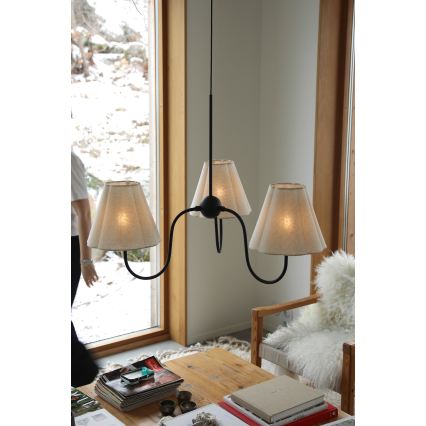 Markslöjd 109172 - Lampa wisząca na lince VEYA 3xE14/40W/230V śr. 90 cm len/czarny