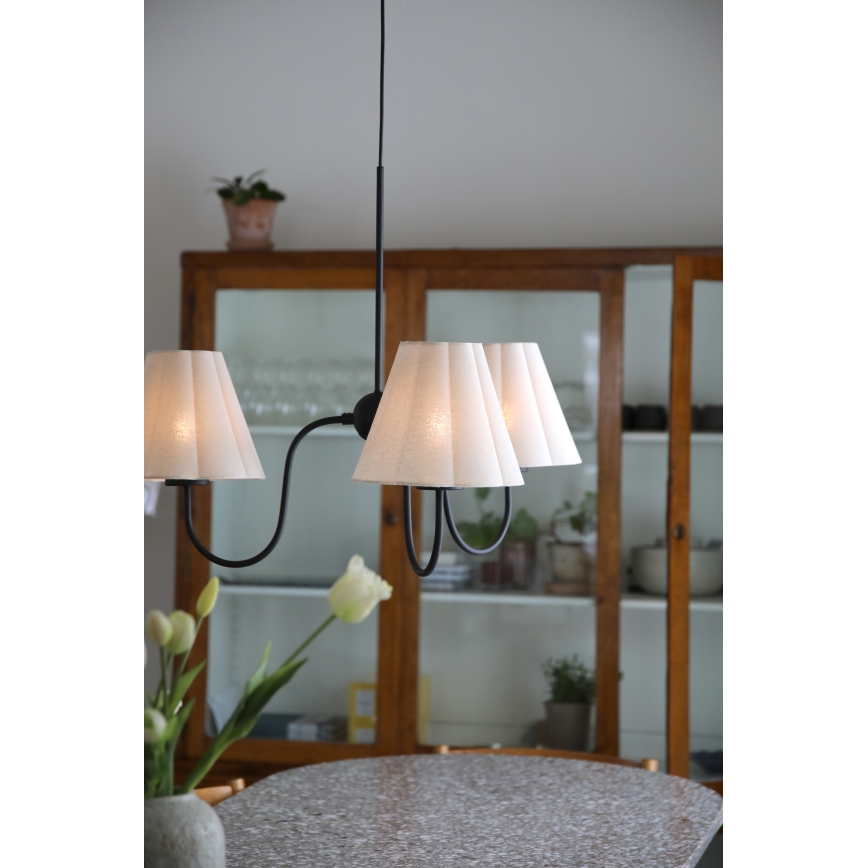 Markslöjd 109172 - Lampa wisząca na lince VEYA 3xE14/40W/230V śr. 90 cm len/czarny