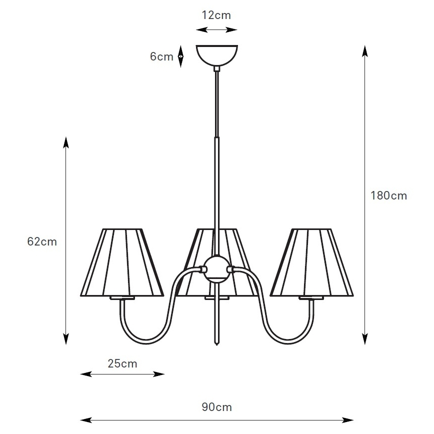 Markslöjd 109172 - Lampa wisząca na lince VEYA 3xE14/40W/230V śr. 90 cm len/czarny