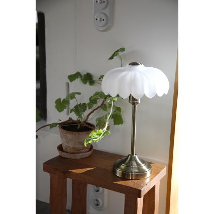 Markslöjd 109179 - Lampa stołowa KURAGE 1xE27/60W/230V mosiądz/biały