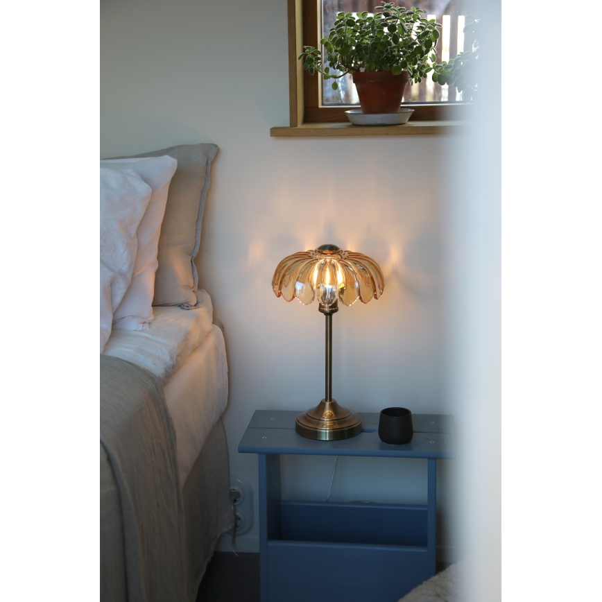 Markslöjd 109180 - Lampa stołowa KURAGE 1xE27/60W/230V mosiądz/przydymiony beż