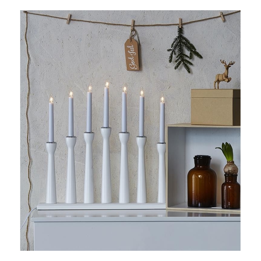 Markslöjd 702232 - Świecznik świąteczny MASESKÄR 7xE10/3W/230V biały
