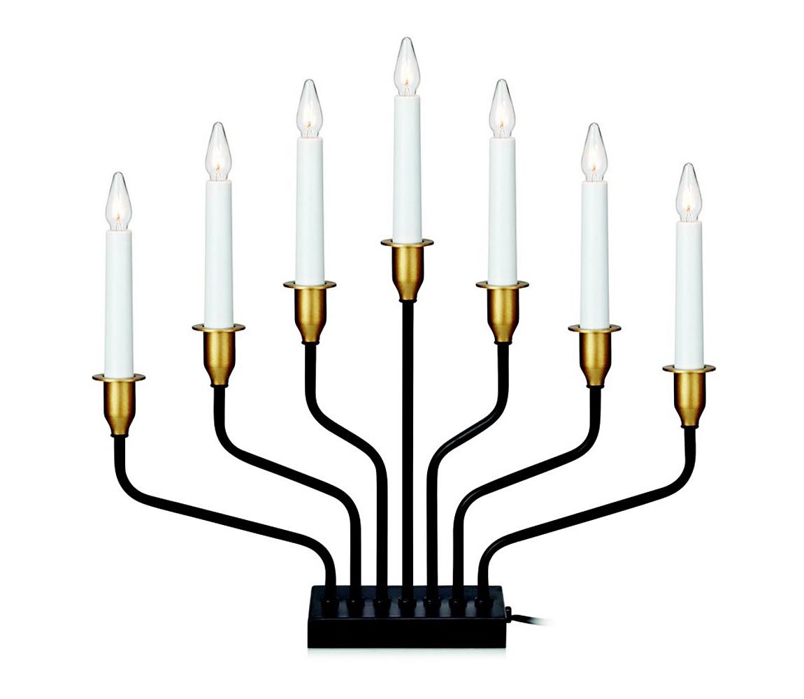 Markslöjd 703578 - Świąteczny świecznik BROSA 7xE10/3W/230/34V czarny