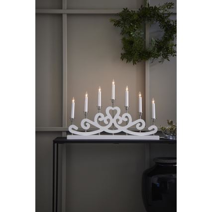 Markslöjd 705965 - Świecznik bożonarodzeniowy NIGHTFALL 7xE10/3W/230V biały
