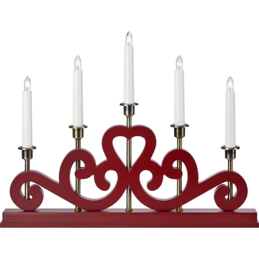 Markslöjd 706211 - Świąteczny świecznik ENEBY 5xE10/3W/230V czerwony/mosiądz